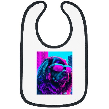 Discover Newfoundland Dog Newfie Vaporwave 80s Synthwave Retrowave Bibs