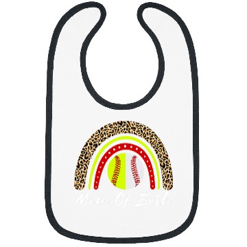 Discover Womens Mom of Both Baseball Softball Women Rainbow Leopard Funny Bibs