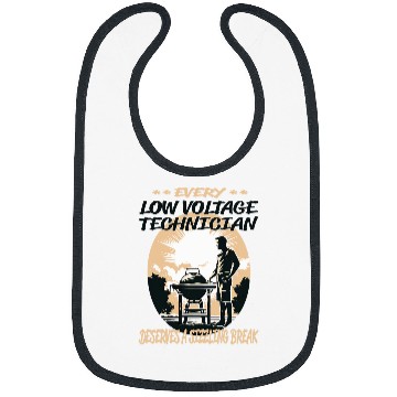 Discover Low Voltage Technician Funny BBQ Chef or Grill Fun Bibs