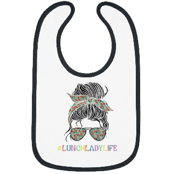 Discover Funny Lunch Lady Life Cafeteria Worker Messy Bun Bandanna Bibs