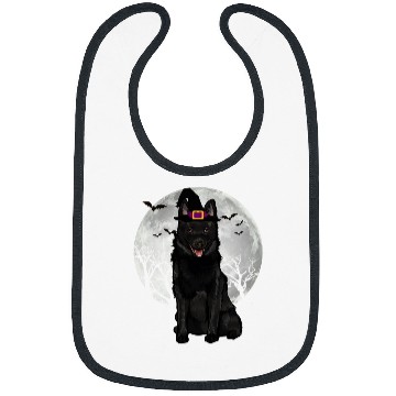 Discover Scary Schipperke Dog Witch Hat Halloween Bibs