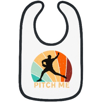 Discover Pitch Me Baseball Pitcher Retro vintages Sunset Funny Bibs
