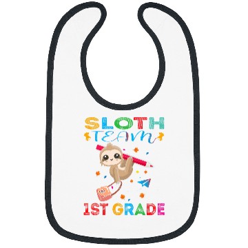 Discover Funny Sloth Student Teacher Team 1st Grade Bibs