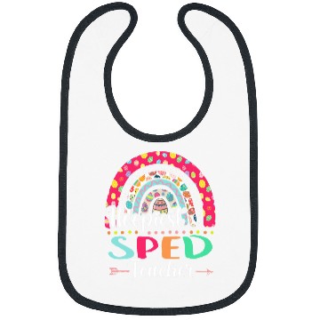Discover Hoopiest SPED Teacher Polka Dot Boho Rainbow Happy Easter Bibs