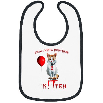 Discover We All MEOW Down Here Clown Cat Kitten Bibs