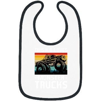 Discover This Kid Loves Monster Trucks vintages Trucker Bibs