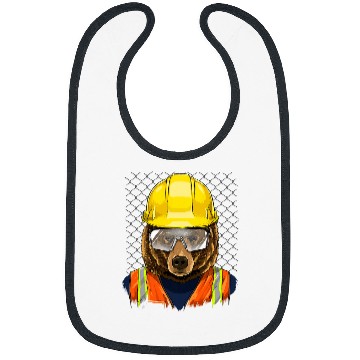 Discover Construction Worker Brown Grizzly Bear Laborer Bear Lover Bibs