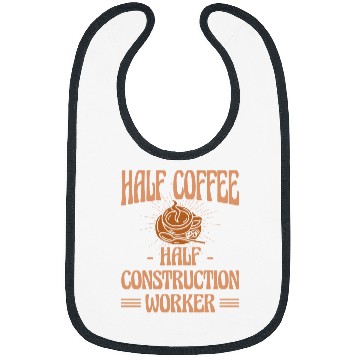 Discover Half Coffee Half Construction worker Retro Inspirational 2 Bibs