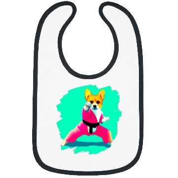 Discover Corgi Doing Karate Kick Black Belt Martial Arts Dog 2 Bibs
