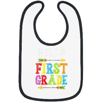 Discover Hello First 1st Grade Teacher Back To School Student Boy Kid Bibs
