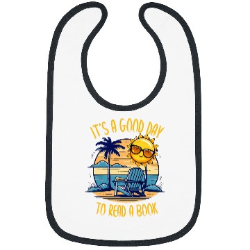 Discover Beach Book Summer Reading Sun Tropical Ocean Bookworm Sunset Bibs
