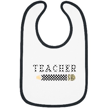 Discover Retro Checkered Teacher Leopard Pencil Back To School Bibs