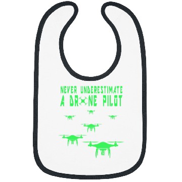Discover Never Underestimate a Drone Pilot Funny Drone Pilot Pun 1 Bibs