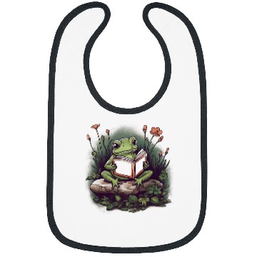 Discover Aesthetic Cottagecore Frog reading book Bibs