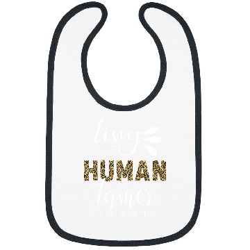 Discover Tiny Human Tamer Leopard Print Childcare Worker Teacher Mom Bibs