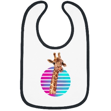 Discover Retro Giraffe Synthwave Giraffe Zoo Worker Animal Bibs