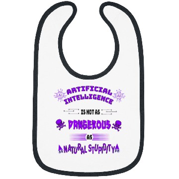 Discover Funny AI Artificial Intelligence Tech geek sarcastic purple Bibs