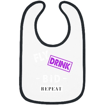Discover Flight Attendant Pilot Fly Drink Bid Repeat Funny Bibs