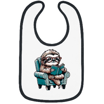 Discover Funny and Cute Sloth Reading a Book Bibs