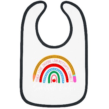 Discover Substitute Teacher Boho Rainbow Back To School Bibs