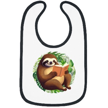 Discover Sloth Reading Book Slow Reader School Teacher Cute Animal Bibs