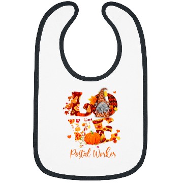 Discover Fall Leopard LOVE Gnome Postal Worker Thanksgiving Bibs