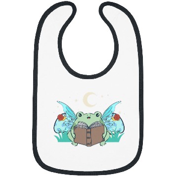 Discover Cottagecore Aesthetic Cute Kawaii Frog Fairy Reading Book Bibs