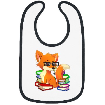 Discover Funny Nerdy Fox Animal Bookworm Reading Book Lovers Bibs