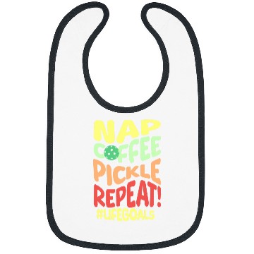 Discover Funny Pickleball Goals Nap Coffee Pickle Repeat Pickleballer Bibs