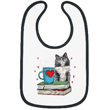 Discover Cute Cat Reading Book For Cat Lovers Bibs