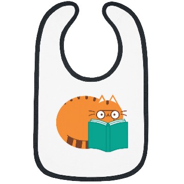 Discover Cute Cat Literature School Ironic Book Reading Bibs