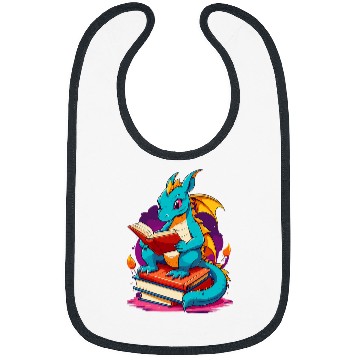 Discover Dragon Reading A Book Cute Dragon Lover Book Reader 1 Bibs