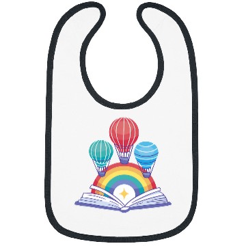 Discover Open Book With Hot Air Balloons Rainbows Bibs