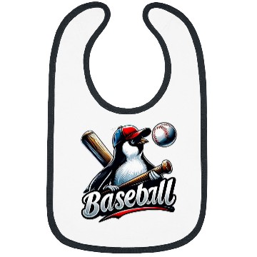 Discover Funny Lets Go Penguin Playing Baseball 2 Bibs