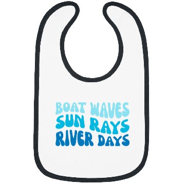 Discover Cute Summer Vacation Sunset Boat Waves Sun Rays River Days Bibs
