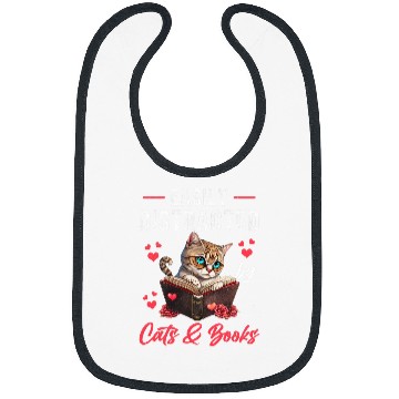 Discover Easily Distracted by Cats and Books Cat Book Lover Funny Bibs