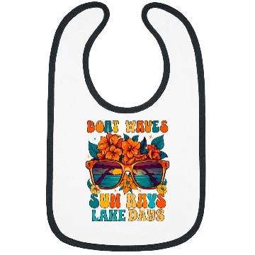 Discover Boat Waves Sun Rays Lake Days Summer Vacation Bibs