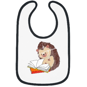 Discover Cute Wildlife Forest Animal Bookworm Book Reading Hedgehog Bibs