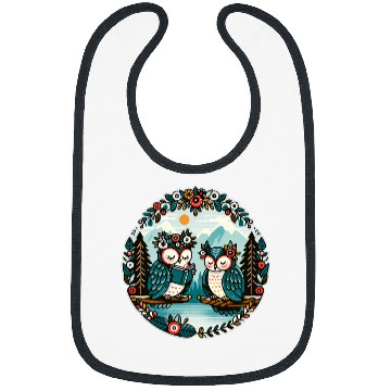 Discover Owl Wilderness Book Reading Illustration Floral Bibs