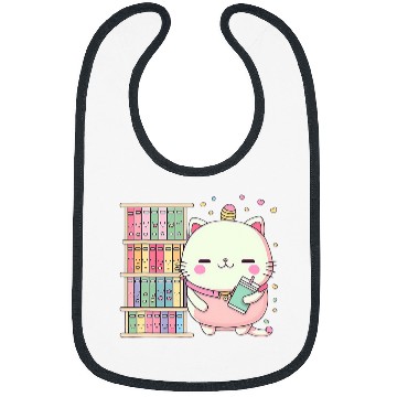 Discover Cute Kawaii Book and Cat Lover Librarian Reading Bibs
