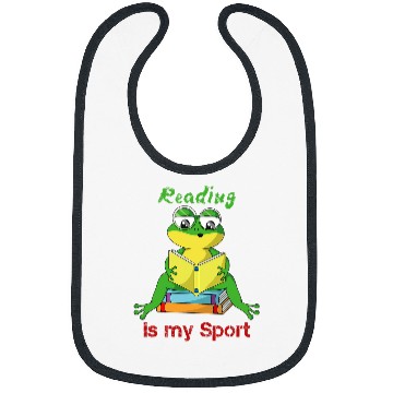 Discover Reading Is My Sport Book Lovers Frog Reading Reading Bibs
