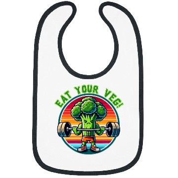 Discover Eat Your Veg Weightlifting Broccoli Vegetable Weightlifter Bibs