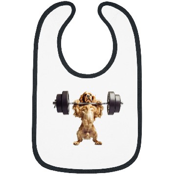 Discover Pumping Weight Lifting Funny Cocker Spaniel 1 Bibs