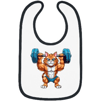Discover Catlover Muscle Deadsslift Pumping Cat Bibs