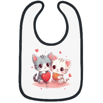 Discover Cute Kittens Hearts Knitting Wool Balls Cats Lover Design Bibs