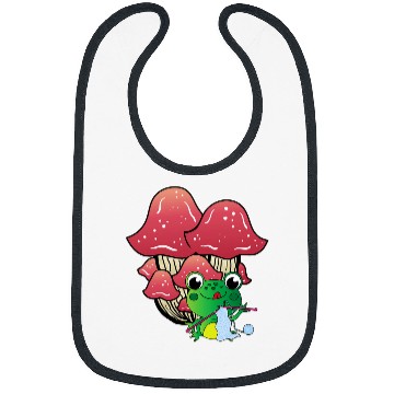 Discover Cute Frog And Mushroom House Toad Knitting Cottagecore Bibs