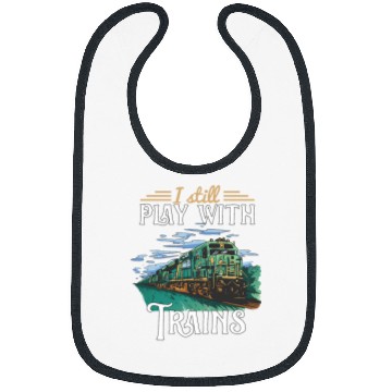 Discover Model Train Railroad Locomotive Engineer Trainspotting Art Bibs