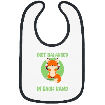 Discover Funny Cute Fox Balanced Diet Wines 1 Bibs
