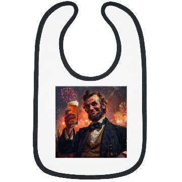 Discover Abraham Lincoln Drinking Beer Funny USA American Flag July 4 16 Bibs