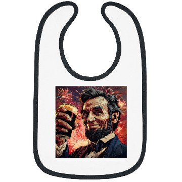 Discover Abraham Lincoln Drinking Beer Funny USA American Flag July 4 12 Bibs